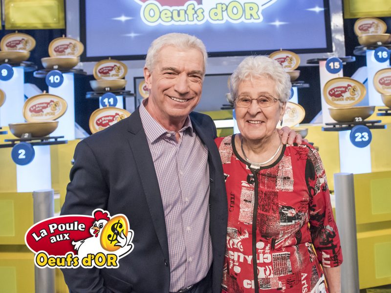 Claire Léveillé Fortin en compagnie de l'animateur Guy Mongrain.