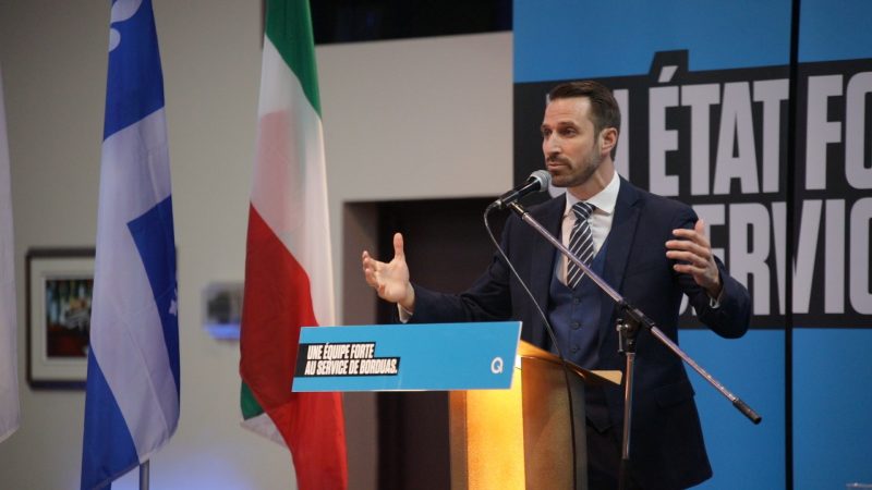 Cédric Gagnon-Ducharme lors de l’assemblée d’investiture. Photo: PQ Borduas